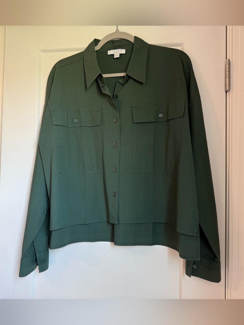 Ann Taylor Green Relaxed Button-Down Shirt
